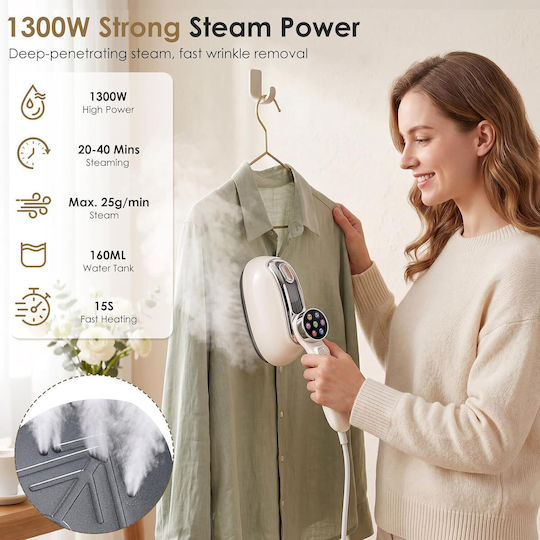 Fizzyo Ατμοκαθαριστής Ρούχων Χειρός 1300W με Δοχείο 160ml Λευκός