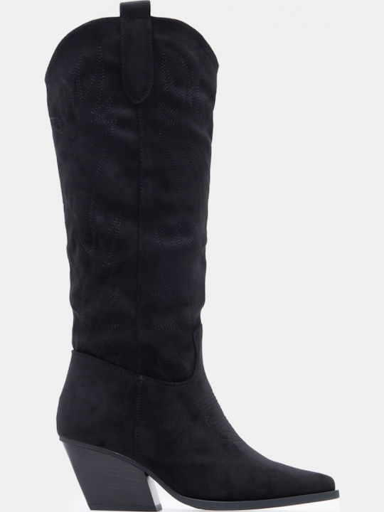 Women's Cowboy Boots with Mid Heel Black