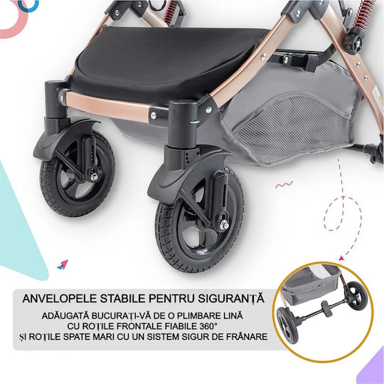 Ρυθμιζόμενο Cărucior 2 în 1 Potrivit pentru Nou-Născuți Bej 15kg