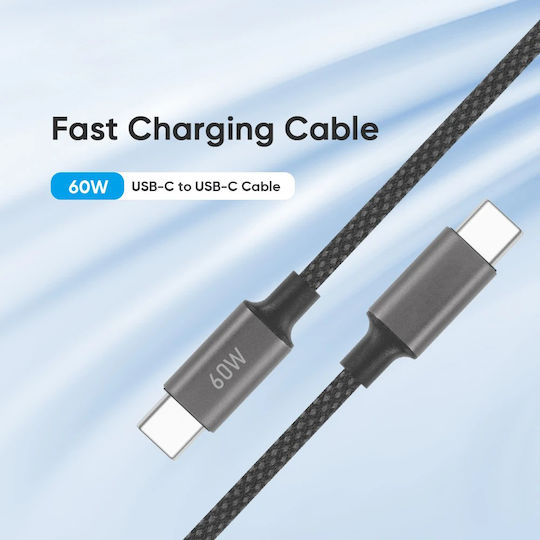 Leewello USB 2.0 Cable USB-C male - USB-C 60W PD Μαύρο 1m 783190-ΜΑΥΡΟ