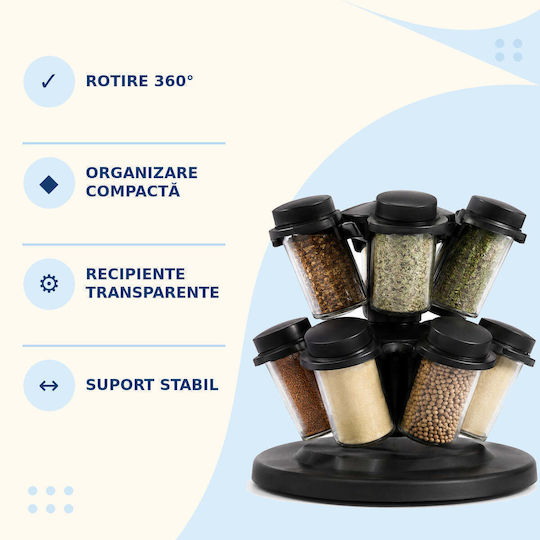 Organizator Rotativ pentru Condimente pe Bază Rotativă Negru