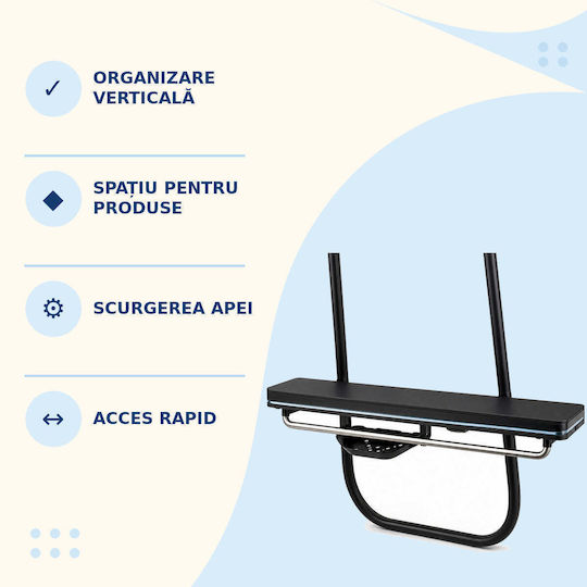 Raft de duș cu bară pentru prosoape Negru
