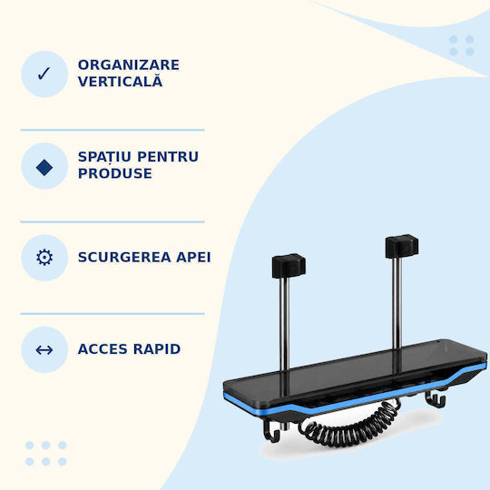 Suporturi pentru raft de duș cârlige negru-albastru