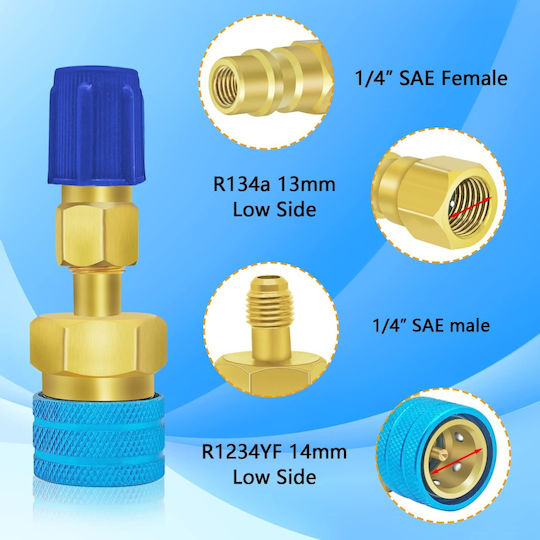 Quick Adapter R1234yf To R134a Set 2 Ac Auto Couplers High Low Side 1/4 Sae Freon Charging Air Conditioning Service