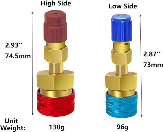 Quick Adapter R1234yf To R134a Set 2 Ac Auto Couplers High Low Side 1/4 Sae Freon Charging Air Conditioning Service