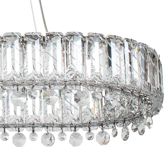 Keskor Silver LED Ceiling Light with Crystals 77x29cm