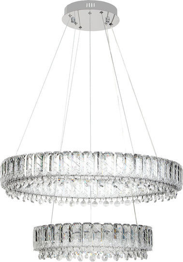 Keskor Adjustable Silver LED Ceiling Light with Crystals 60x60cm