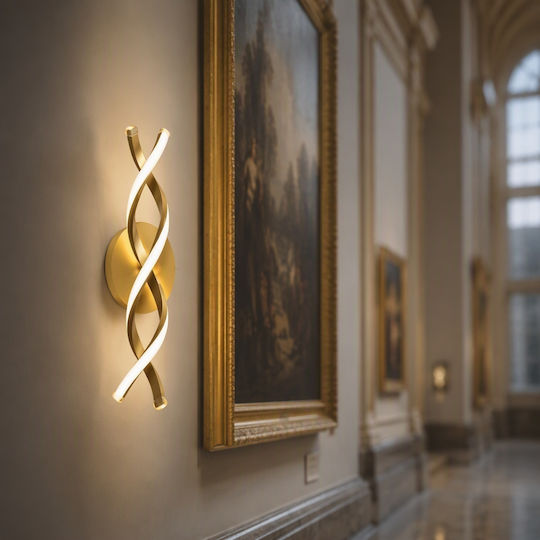 Lampă de perete modernă cu LED integrat și lumină alb cald auriu 10x45x45cm