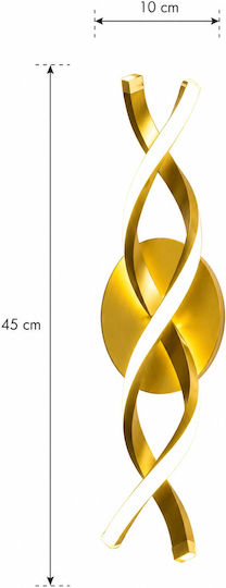 Lampă de perete modernă cu LED integrat și lumină alb cald auriu 10x45x45cm
