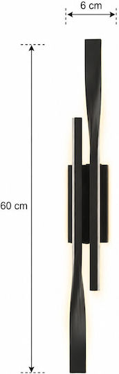 Lampă de perete modernă cu LED integrat și lumină alb cald Negru 6x60x60cm