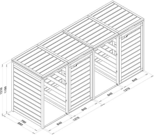 Wooden Waste Bin 4x240L Black