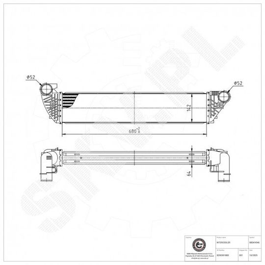 Интеркулер Renault Espace Iv Laguna Ii Vel Satis 8200301883