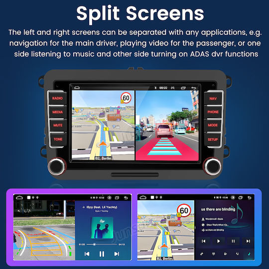 Junsun Auto-Audiosysteme Linux Vw Volkswagen Skoda Seat Touchscreen GPS Bluetooth Notenblätter Dvd Dab+ & Rds