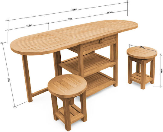 Градински Бар Комплект Nomani 2 Броя Teak