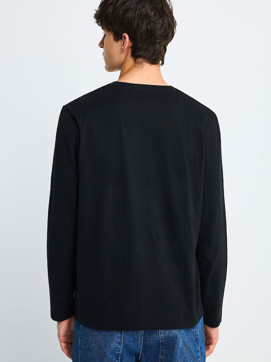 Langarm Herrenbluse Schwarz FBM014-001-07-Schwarz