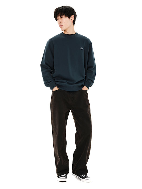 Herrenblusen Petrol Blau Rund Ausschnitt Casual