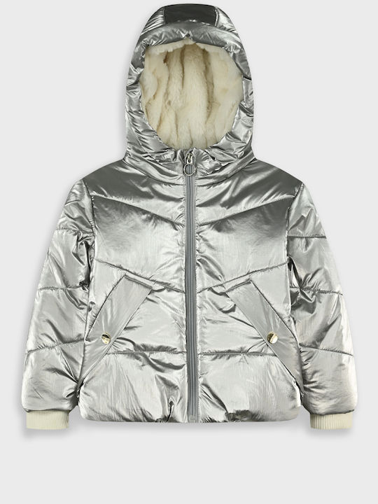 Kids Quilted Short Jacket with Lining & Hood Burgundy