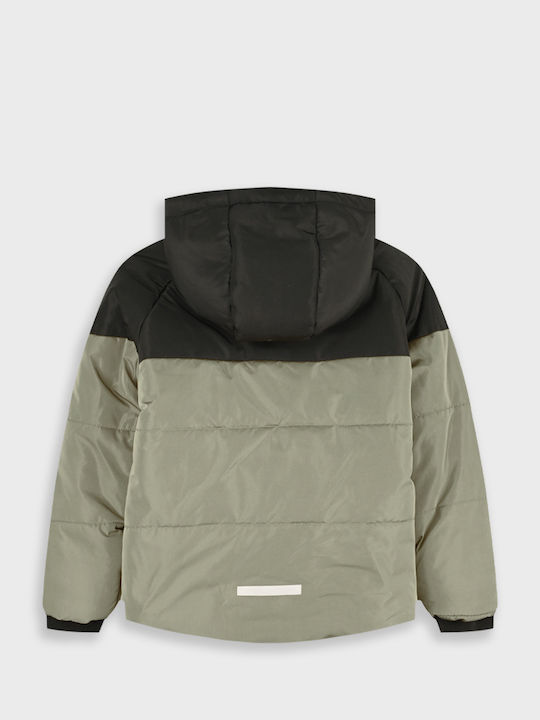 Kids Casual Short Hooded Jacket Light Grey