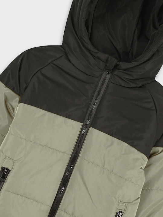 Kids Casual Short Hooded Jacket Light Grey