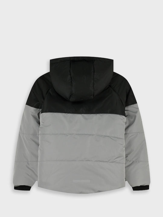 Kids Casual Short Hooded Jacket Light Grey