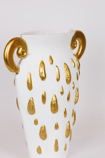 Eurolamp Dekorative Keramikvase Weiß 33,5x15,2xH37,5cm