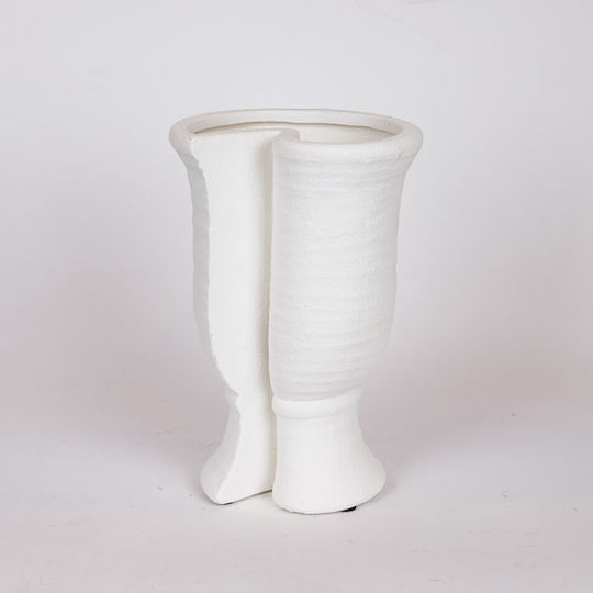 Eurolamp Vase Keramik Weiß 19,5x17xH29cm