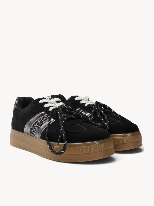 Schwarze Sneakers Print Details Doppelte Schnürsenkel