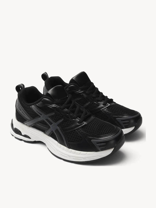 Μαύρα Sneakers Mesh Πάνελ Πολυεπίπεδη Σόλα