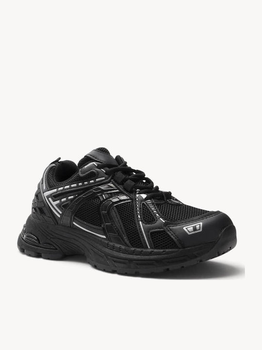 Schwarze Sneakers Mesh Mehrlagige Technische Panels