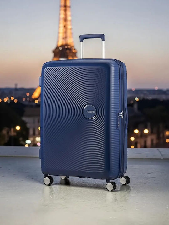 American Tourister Soundbox Μεγάλη Βαλίτσα Ταξιδίου Σκληρή Μπλε Σκούρο Ύψους 77εκ.