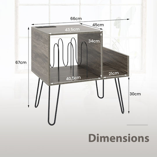 Costway Hi-Fi Furniture Grey 45x67x66cm