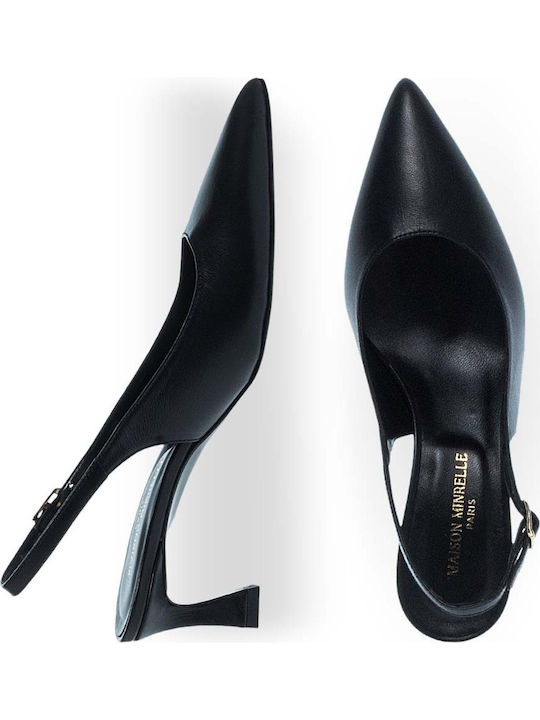 Leder Spitze Zehe Pumps Schwarz