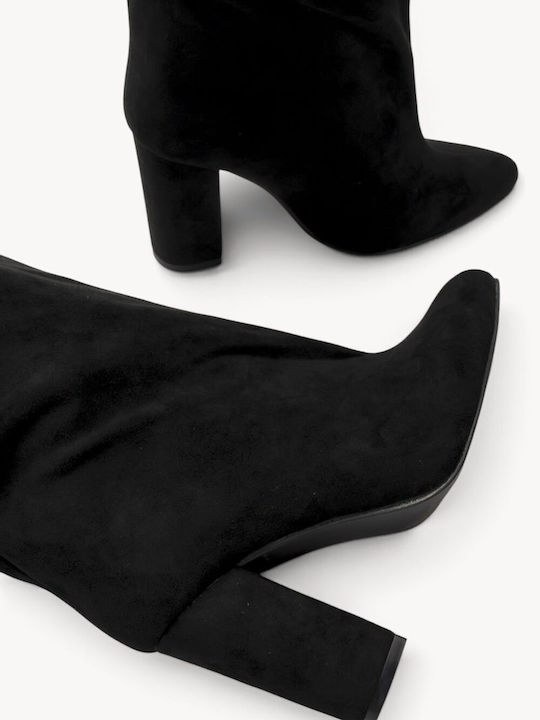 Schwarze Wildleder Damenstiefel Drapé Körper Fließende Passform