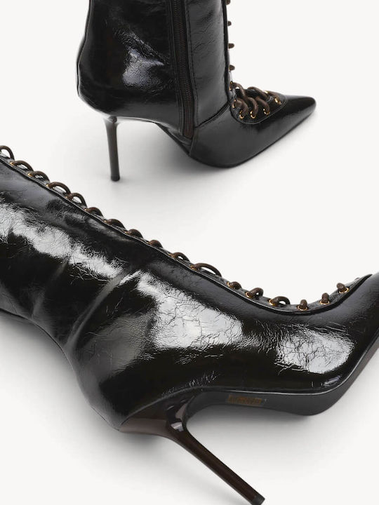 Cizme Maro Cu Șiret În Față Toc Stiletto