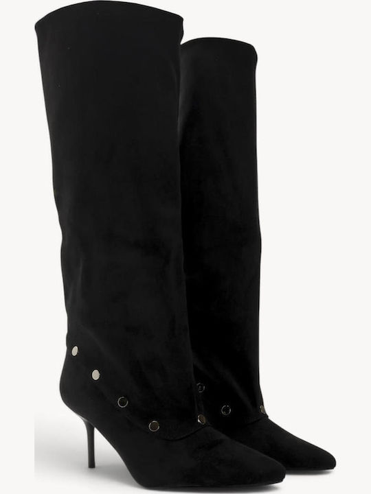 Schwarze Damenstiefel mit Schrägem Saum Trucker Ankle