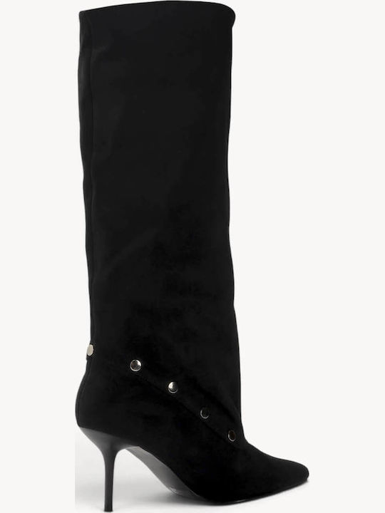 Schwarze Damenstiefel mit Schrägem Saum Trucker Ankle