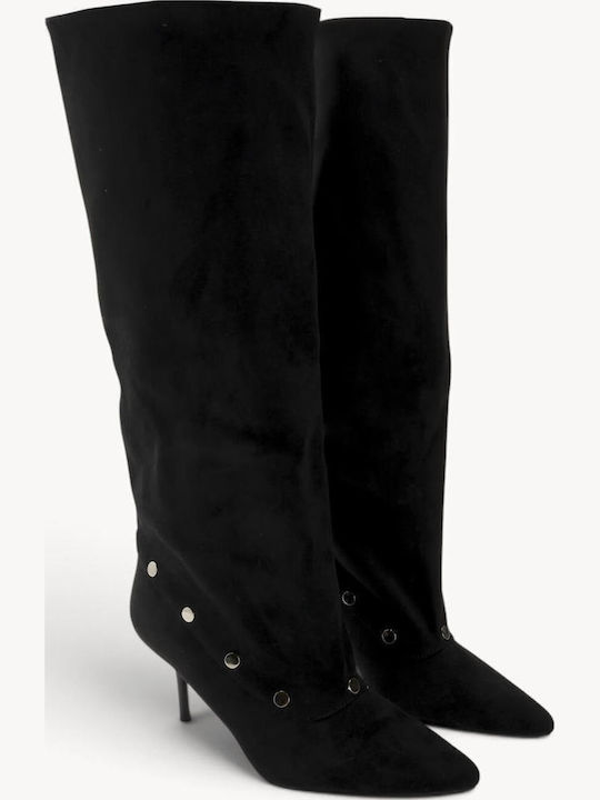 Schwarze Damenstiefel mit Schrägem Saum Trucker Ankle