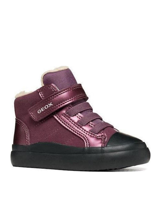 Geox B Gisli Kids Sneakers Anatomic with Hook & Loop Closure Burgundy