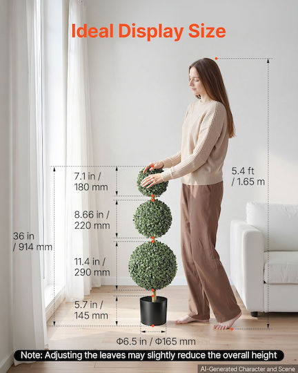 Vevor Изкуствено Топиарио Buxus Тройна Топка 91,4 См Комплект 2 Бройки Hymrgxjs36inddaf9001v0