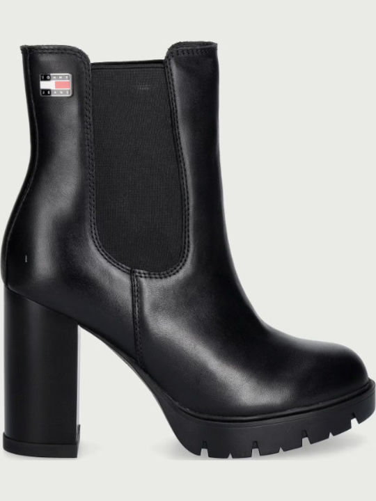 Tommy Hilfiger Leder Damen Chelsea-Stiefel Schwarz