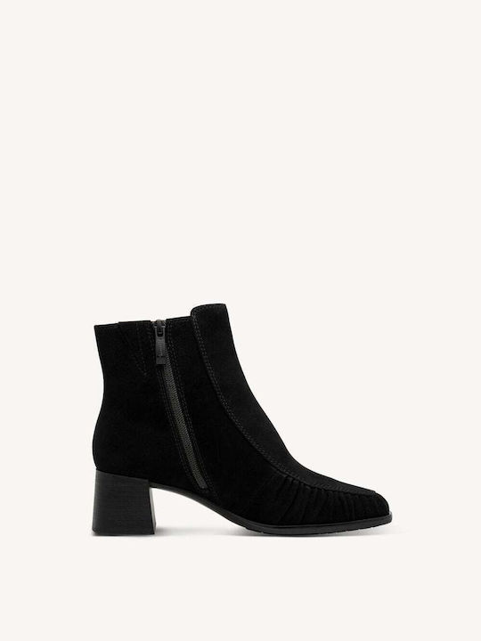 Leder Damen Stiefeletten Ankle Boots mit hohem Absatz Schwarz