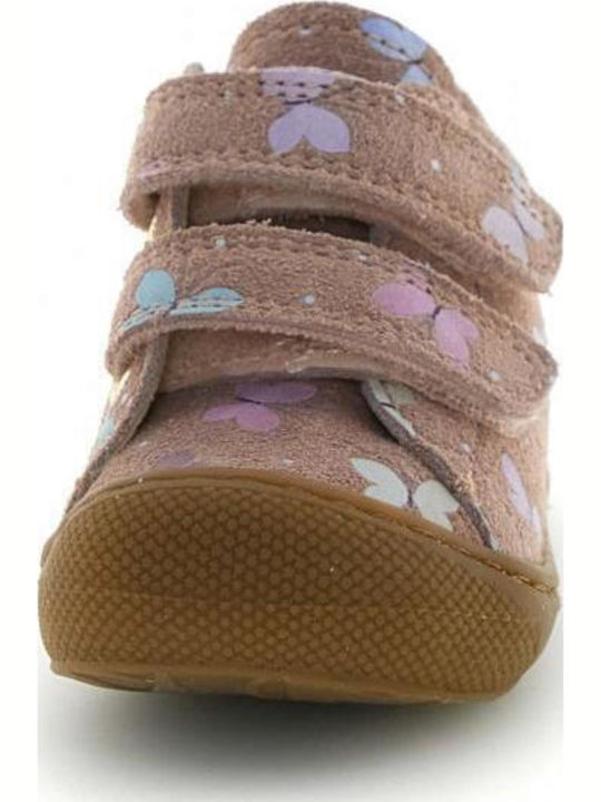 Анатомични Естествена Кожа Детски Боти С Велкро Розови