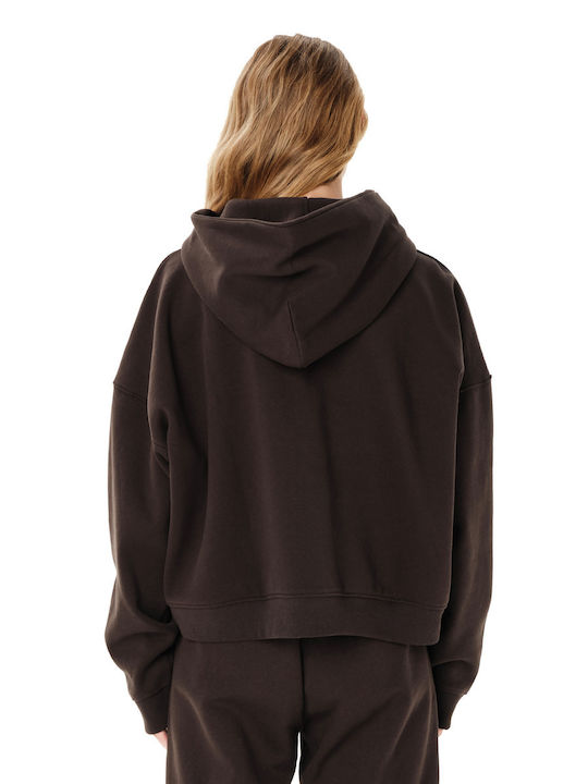 Cropped Women's Hooded Sweatshirt Brown