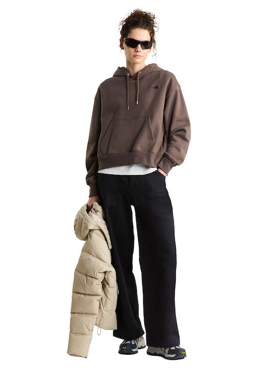 Long Women's Hooded Sweatshirt Brown