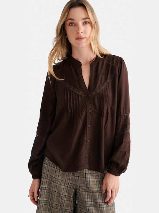 Long Sleeve Women's Shirt Brown Monochrome