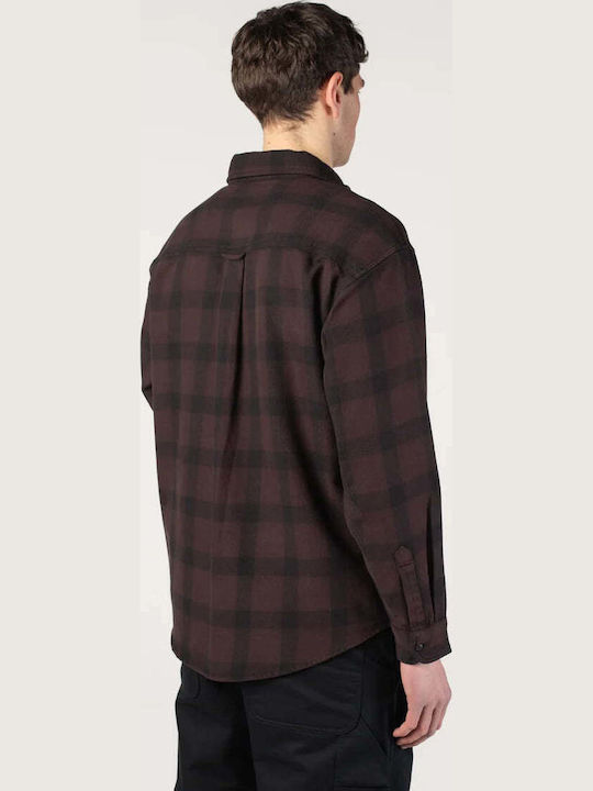 Long Sleeve Shirt in Wide Fit Checked Brown