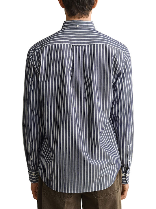 Long Sleeve Shirt in Regular Fit Striped Classic Blue