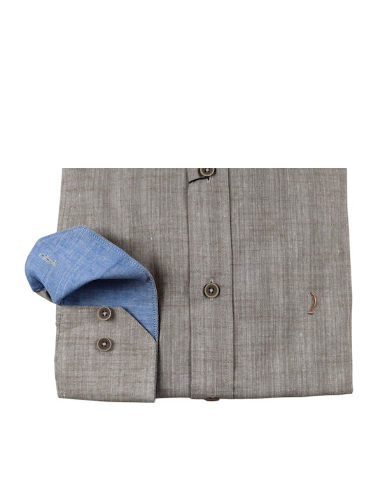 Long Sleeve Linen Shirt Beige