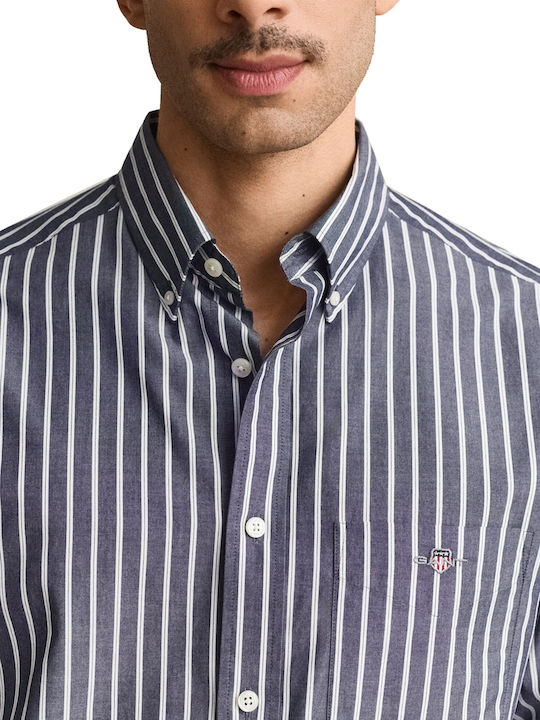Long Sleeve Shirt in Regular Fit Striped Classic Blue