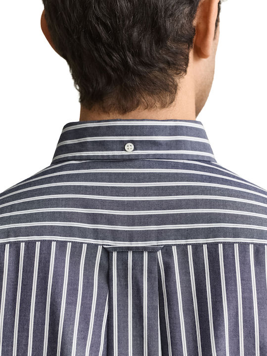 Long Sleeve Shirt in Regular Fit Striped Classic Blue